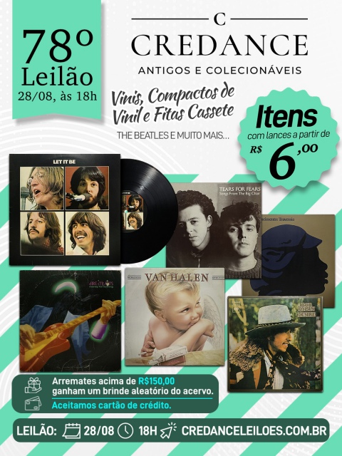 78º LEILÃO CREDANCE ANTIGOS E COLECIONÁVEIS.  VINIL E K7: THE BEATLES E MUITO MAIS...