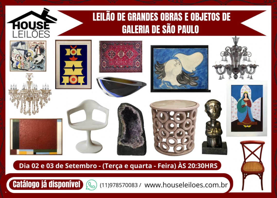 LEILÃO DE GRANDES OBRAS E OBJETOS DE GALERIA DE SÃO PAULO