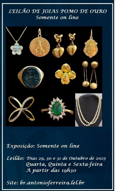 LEILÃO DE ARTE E LEILÃO DE JOIAS POMO DE OURO - Joias, Semi Joias e Bijuterias