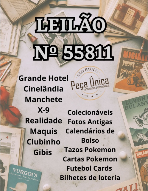 LEILÃO DE COLECIONISMO - H.Qs, FOTOGRAFIAS, ESTAMPAS EUCALOL, REVISTAS, CARDS,PING PONG, LOTEROFILIA