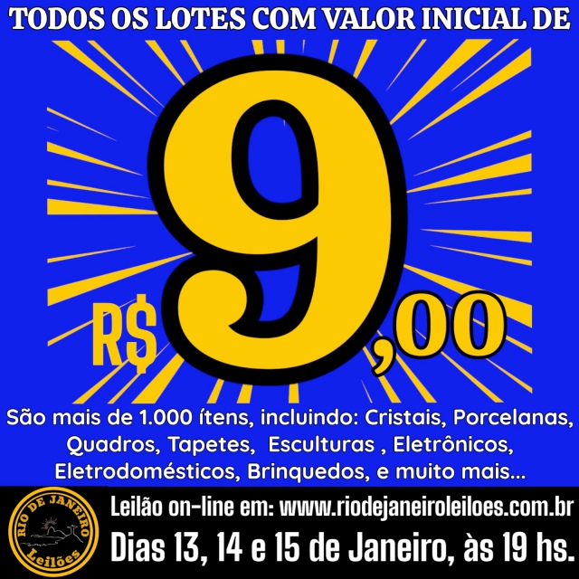 LEILÃO PARA RENOVAÇÃO DE ESTOQUE - TUDO POR R$ 9,00 (LANCE INICIAL)