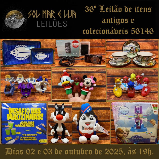 XXXVI Leilão Sol, Mar e Lua de itens antigos e colecionáveis