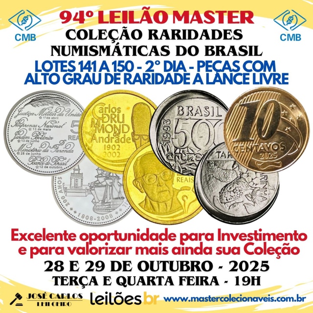 94º LEILÃO MASTER - COLEÇÃO RARIDADES NUMISMÁTICAS DO BRASIL