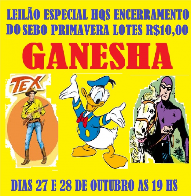 LEILÃO ESPECIAL HQS ENCERRAMENTO DO SEBO PRIMAVERA GANESHA LOTES A r$10,00