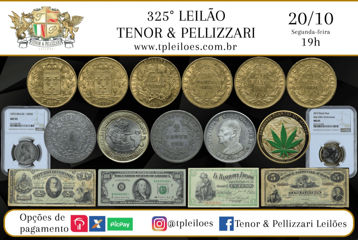 325º LEILÃO TENOR & PELLIZZARI DE NUMISMÁTICA