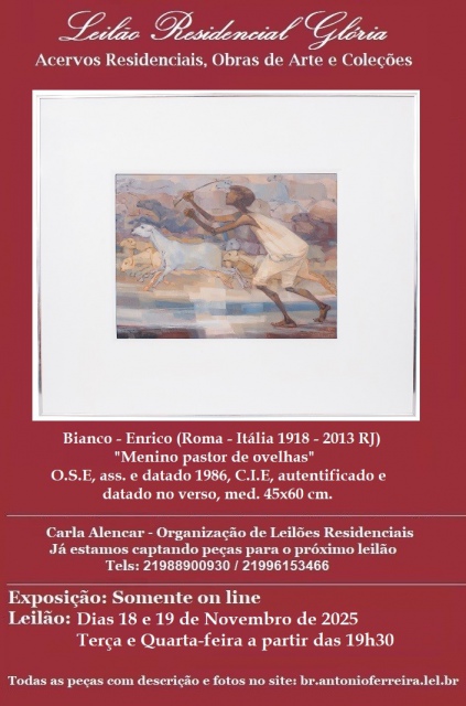Leilão Residencial Glória - Acervos Residenciais, Obras de Arte e Coleções