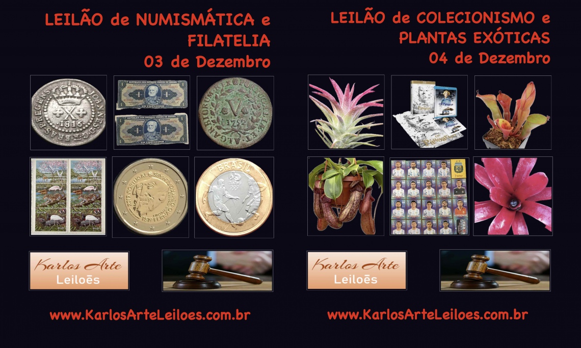 LEILÃO DE NUMISMÁTICA, FILATELIA,  DVDs e COLECIONÁVEIS, Dezembro 2025