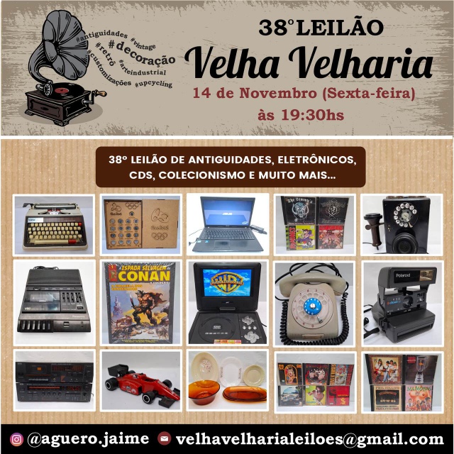 38º LEILÃO DE ANTIGUIDADES, ELETRÔNICOS, CDS, COLECIONISMO E MUITO MAIS...