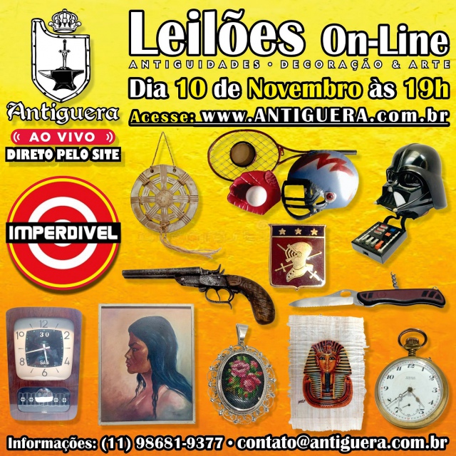 LEILÃO ANTIGUIDADES, COLECIONISMO, DESIGN, DECORAÇÃO & ARTE