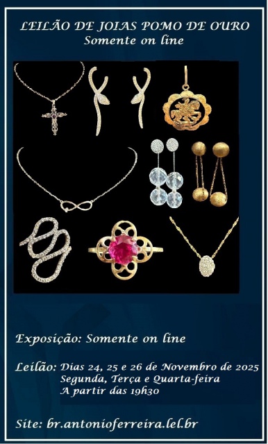 LEILÃO DE JOIAS POMO DE OURO - Joias, Semi Joias e Bijuterias