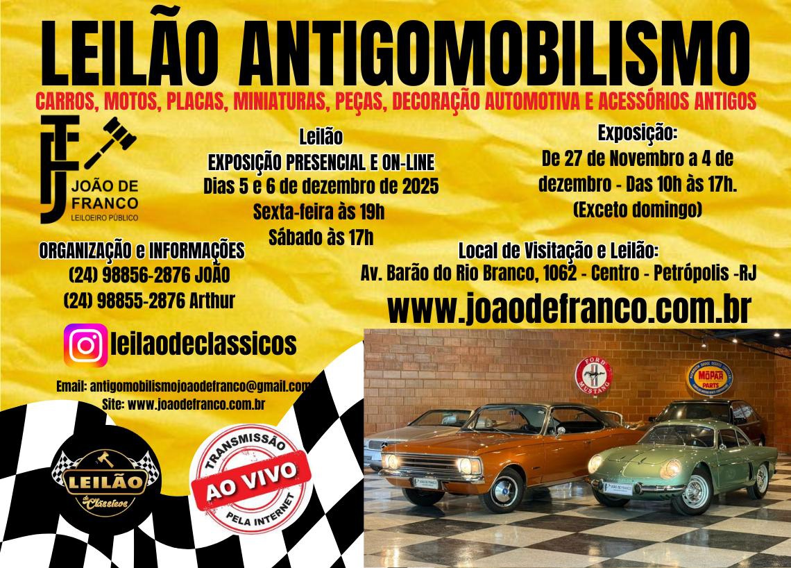 XIV - LEILÃO DE CLÁSSICOS - ANTIGOMOBILISMO - DEZEMBRO 2025