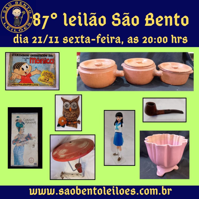 87 leilão SÃO BENTO de antiguidades, livros, lps, arte e colecionismo