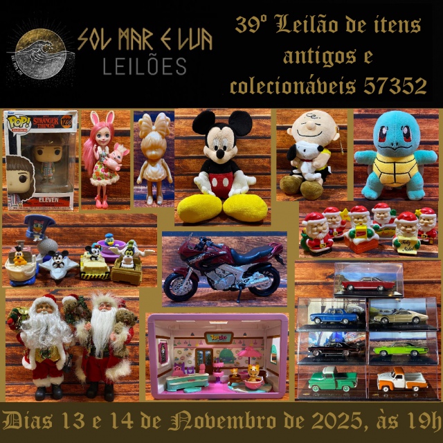 XXXIX Leilão Sol, Mar e Lua de itens antigos e colecionáveis