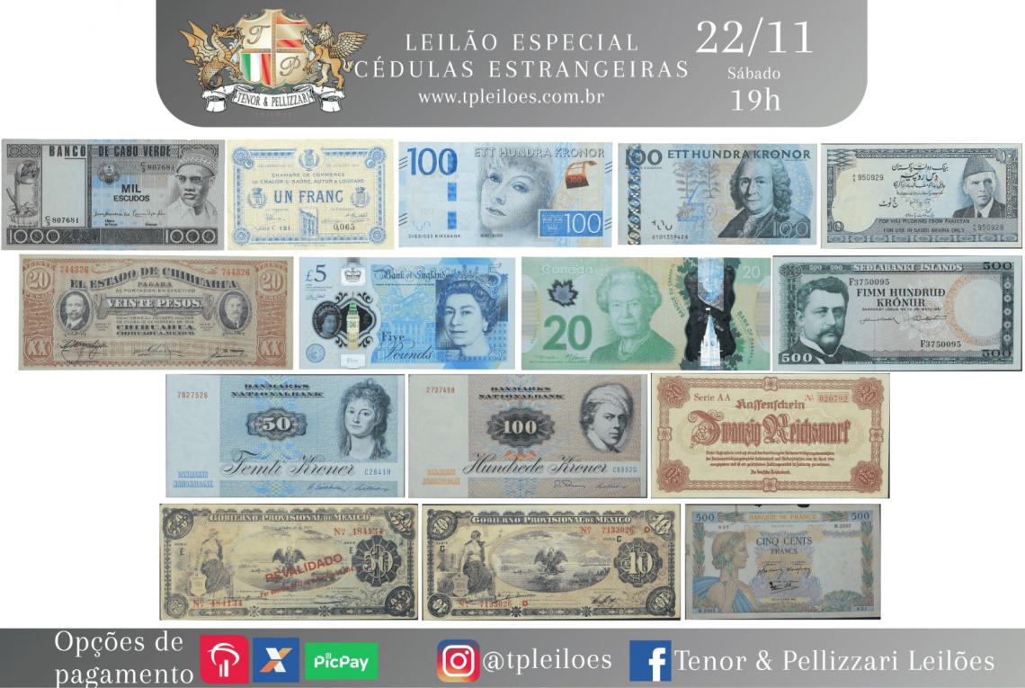 LEILÃO ESPECIAL - CÉDULAS ESTRANGEIRAS