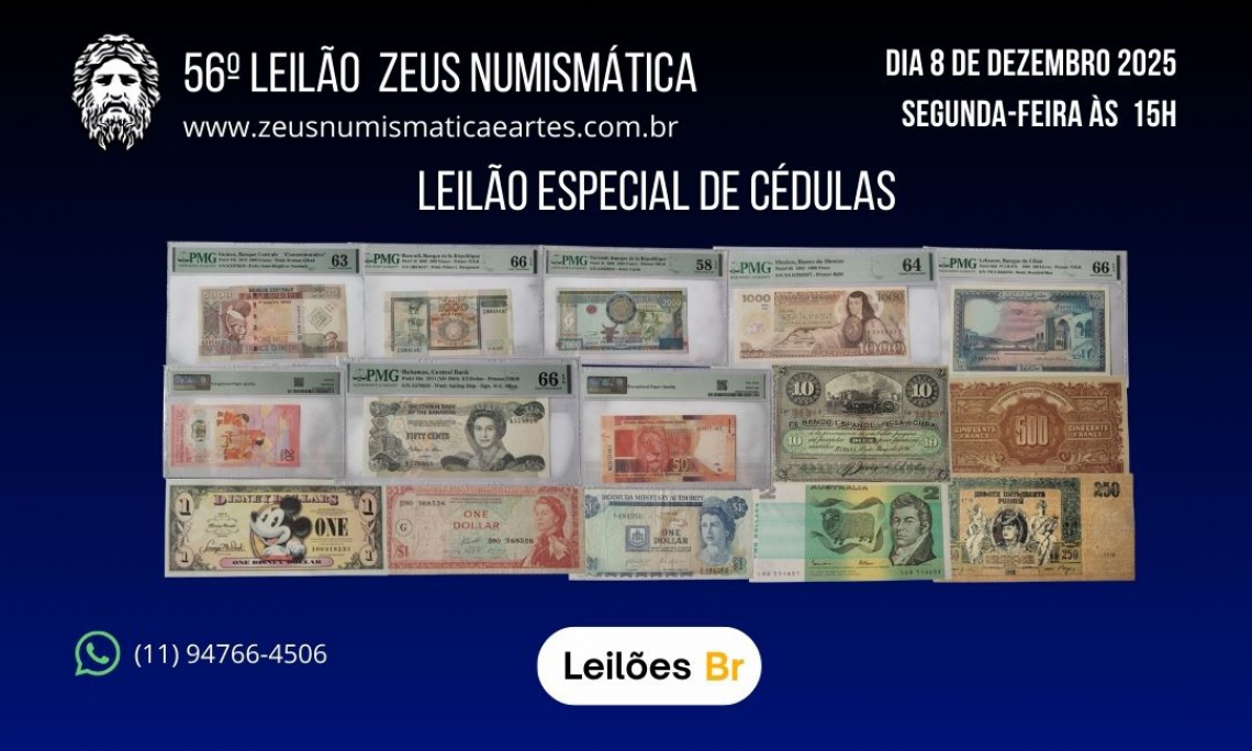 56º LEILÃO  ESPECIAL ZEUS NUMISMÁTICA - CÉDULAS ESTRANGEIRAS