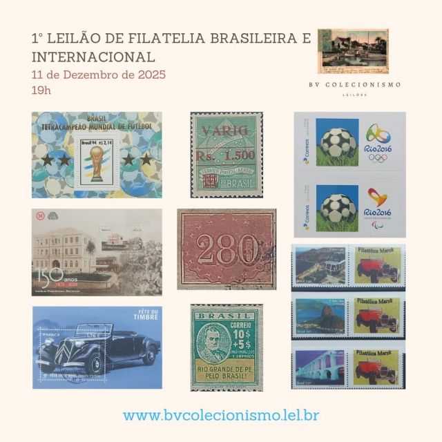 1º LEILÃO DE FILATELIA BRASILEIRA E INTERNACIONAL