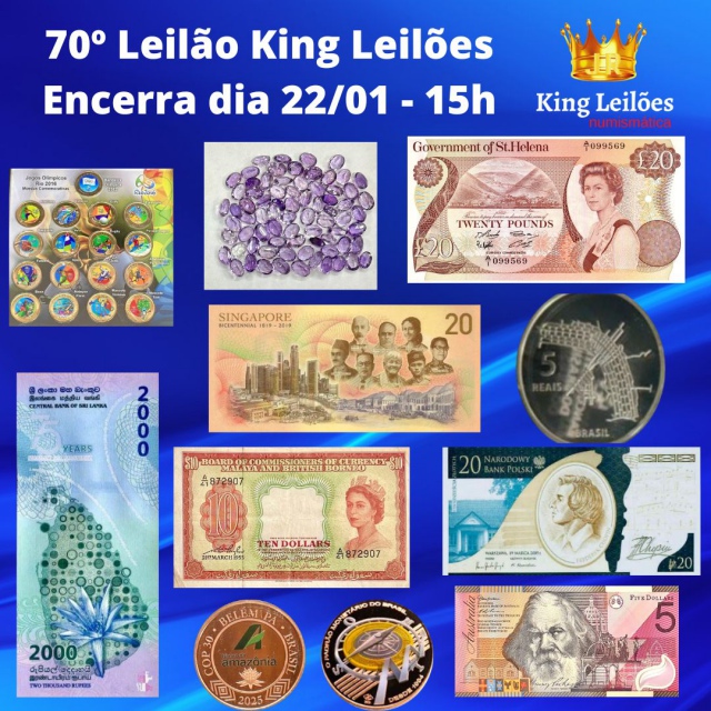 70º LEILÃO KING LEILÕES DE NUMISMÁTICA, MULTICOLECIONISMO E ANTIGUIDADE