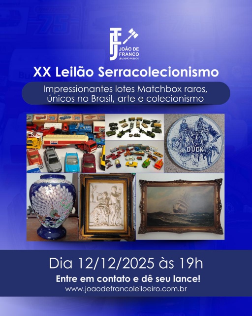 LEILÃO SERRA COLECIONISMO, ARTE E ANTIGUIDADES, Matchbox, Hotwheels, slot car, autorama, brinquedos