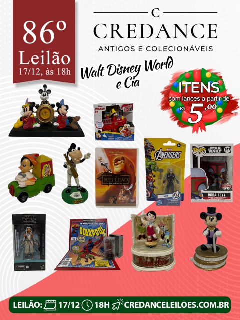 86º Leilão Credance Antigos e Colecionáveis; Walt Disney World E Cia