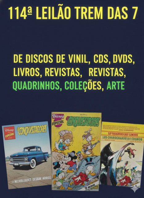 114 ª LEILÃO TREM DAS 7 DE DISCOS DE VINIL, CDS, DVDS, LIVROS, REVISTAS, QUADRINHOS, COLEÇÕES, ARTE