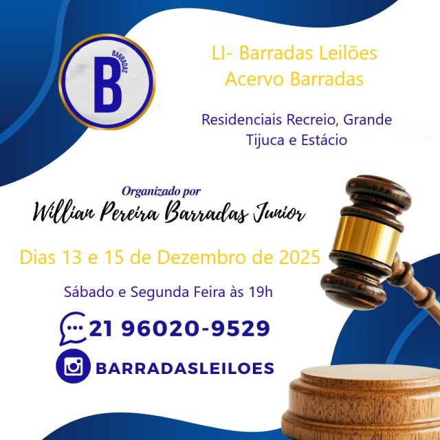 LI- Barradas Leilões - Acervo Barradas & Residenciais Recreio, Grande Tijuca e Estácio