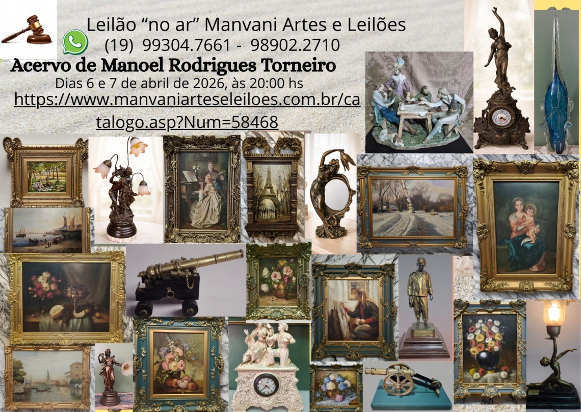 LEILÃO DE ARTES, ANTIGUIDADES E ACERVO DE MANOEL RODRIGUES TORNEIRO