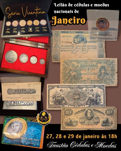 LEILÃO DE CÉDULAS E MOEDAS NACIONAIS