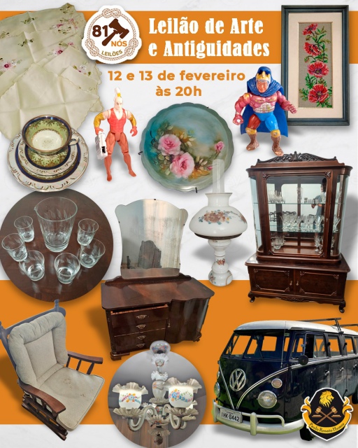 LEILÃO DE ANTIGUIDADES, COLECIONÁVEIS, MÓVEIS, PORCELANAS e VARIEDADES