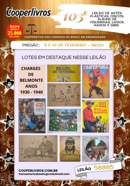 103º LEILÃO DE ARTES PLÁSTICAS, DISCOS, ÁLBUNS DE FIGURINHAS, LIVROS RAROS E GIBIS
