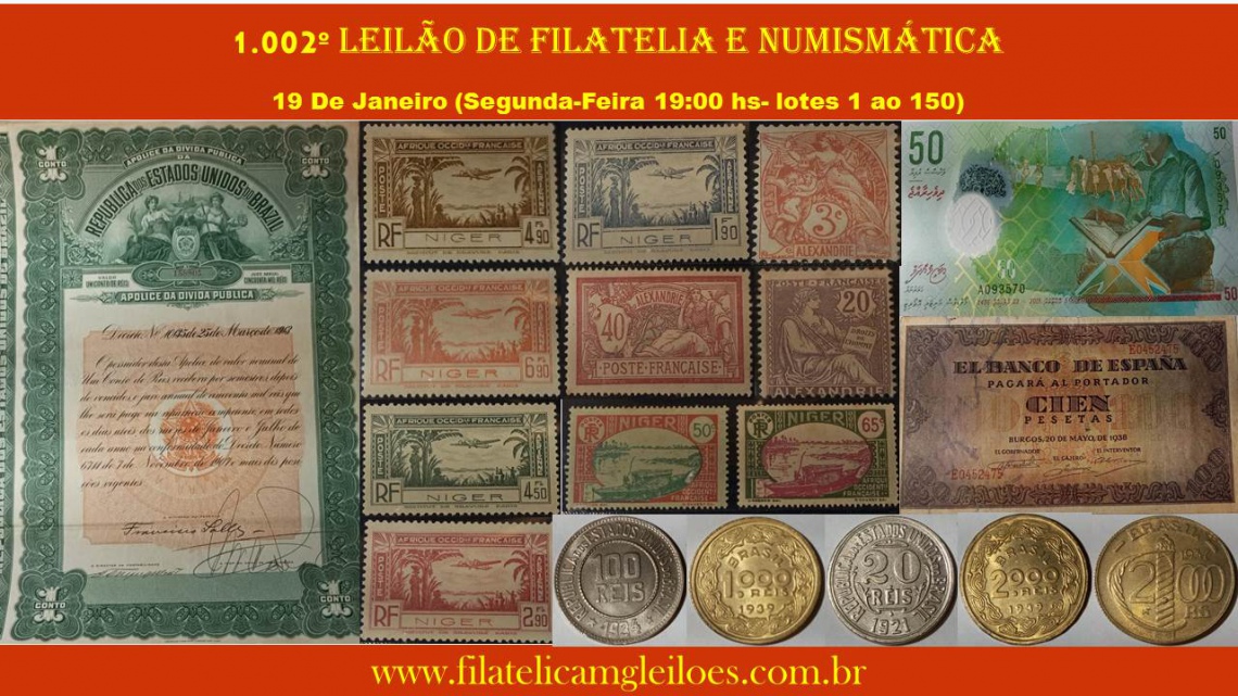 1002º Leilão de Filatelia e Numismática