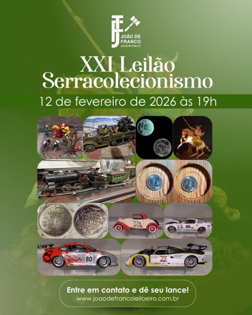 XXI LEILÃO SERRACOLECIONISMO, MOEDAS RARAS, Matchbox, Hotwheels, marcas 1/18 e ARTE.