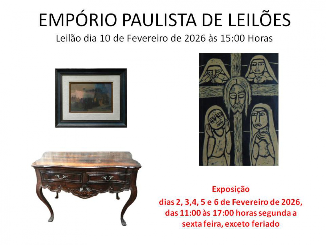 LEILÃO DE ARTE E ANTIGUIDADES - COMISSÃO DE 10% E PAGAMENTO EM 3  VEZES NO CARTÃO DE C