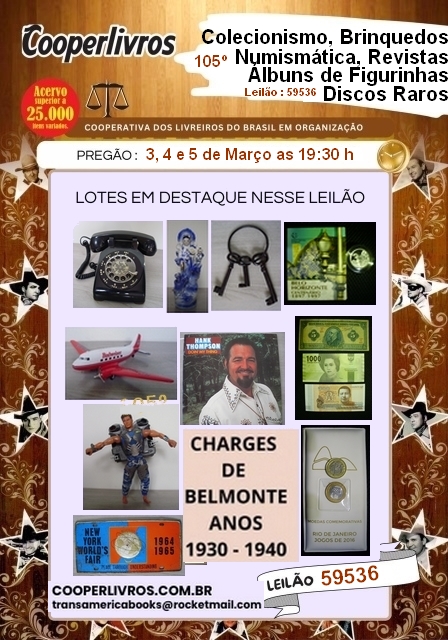 105 º LEILÃO COLECIONISMO, BRINQUEDOS, NUMISMÁTICA, REVISTAS,  ÁLBUNS DE FIGURINHAS, DISCOS RAROS