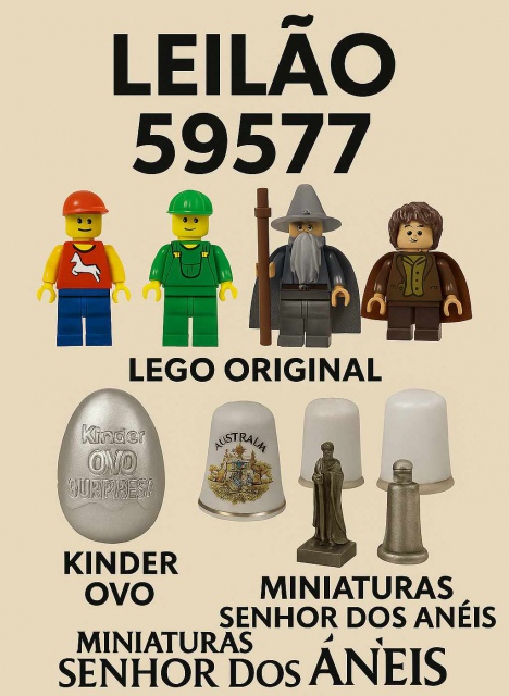 LEILÃO - de lego original - kinder ovo metal -miniaturas senhor dos anéis e dedais colecionalveis