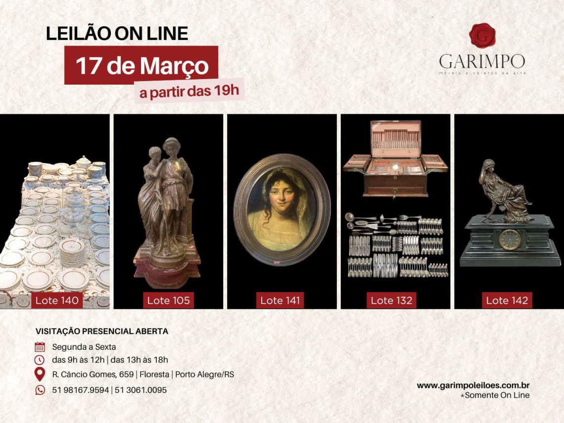 LEILÃO DE ARTE E ANTIGUIDADES - 17 de março de 2026 - Porto Alegre