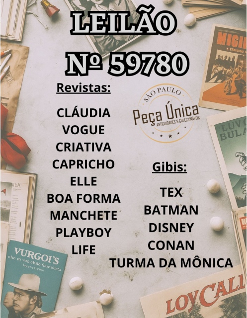 LEILÃO DE REVISTAS, H.Qs., OPUSCULO TEATRO, COLECIONISMO...