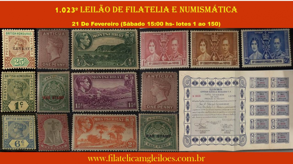 1.023º Leilão de Filatelia e Numismática