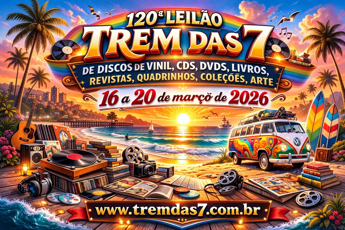 120 ª LEILÃO TREM DAS 7 DE DISCOS DE VINIL, CDS, DVDS, LIVROS, REVISTAS, QUADRINHOS, COLEÇÕES, ARTE