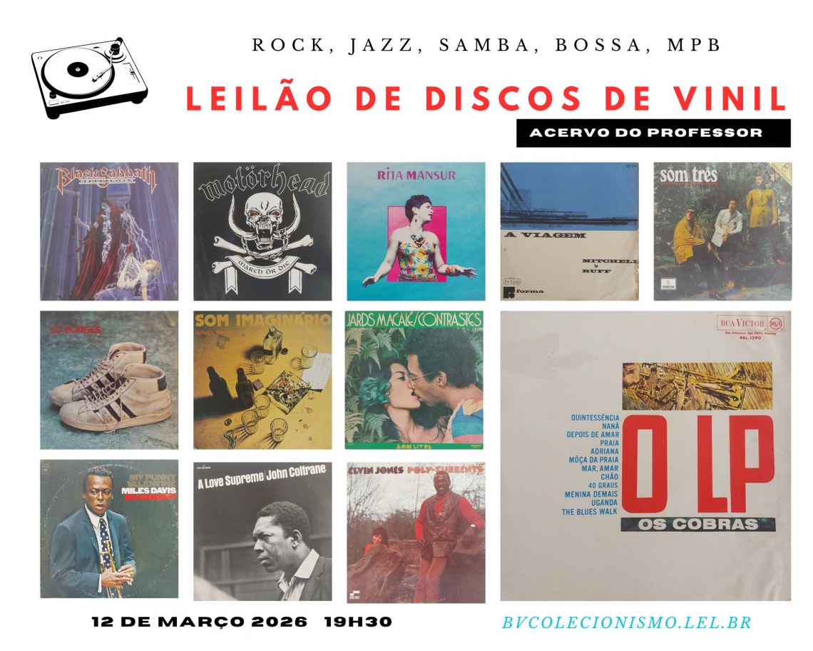 29º LEILÃO DE DISCOS DE VINIL, ACERVO DO PROFESSOR: Samba Jazz, Bossa Nova, Samba, MPB, Jazz, Rock.