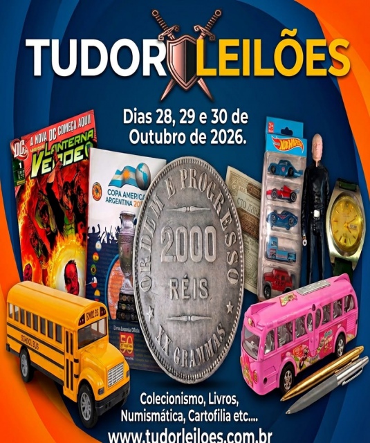LEILÃO TUDOR! Coleções, Antiguidades, Numismática, Cartofilia, Livros, Revistas etc...