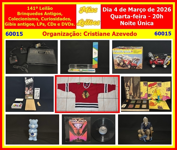 141º Leilão de Brinquedos Antigos, Colecionismo, Curiosidades, Gibis antigos, LPs, CDs e DVDs.