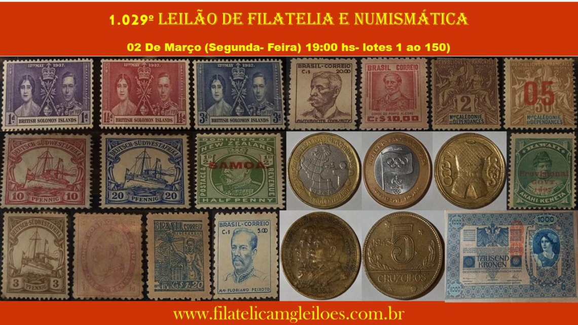 1.029º Leilão de Filatelia e Numismática
