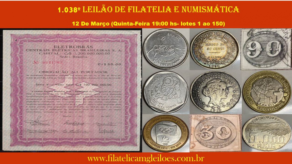 1.038º Leilão de Filatelia e Numismática