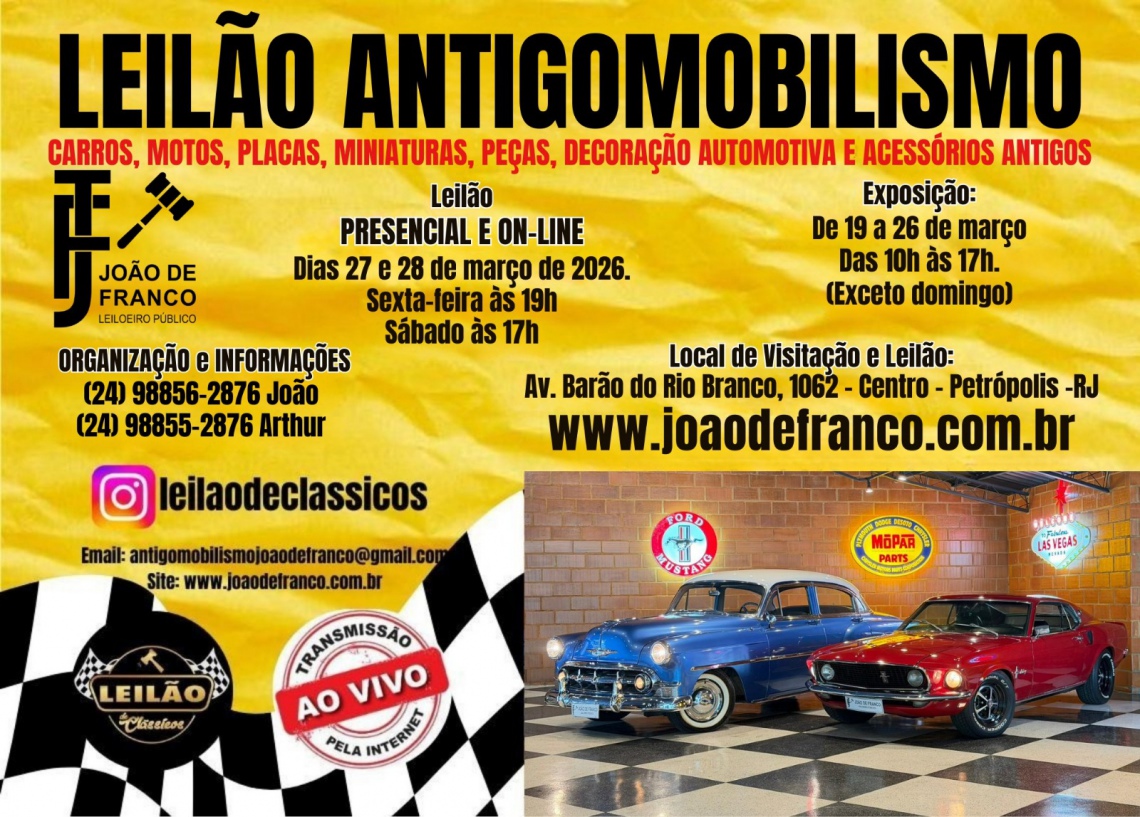 XV - LEILÃO DE CLÁSSICOS - ANTIGOMOBILISMO  MARÇO 2026