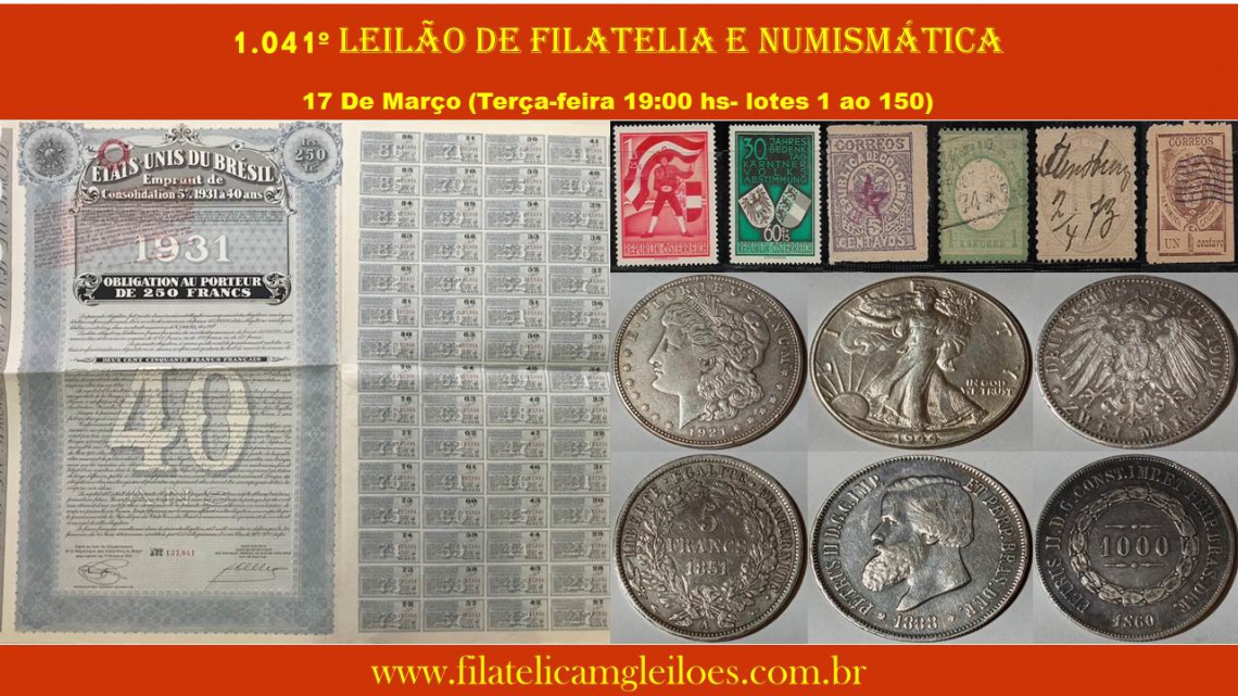 1.041º Leilão de Filatelia e Numismática
