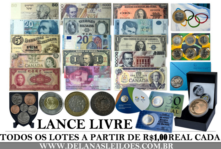 A PARTIR DE R$ 1,00 - TODOS OS LOTES EM LANCE LIVRE - NUMISMÁTICA