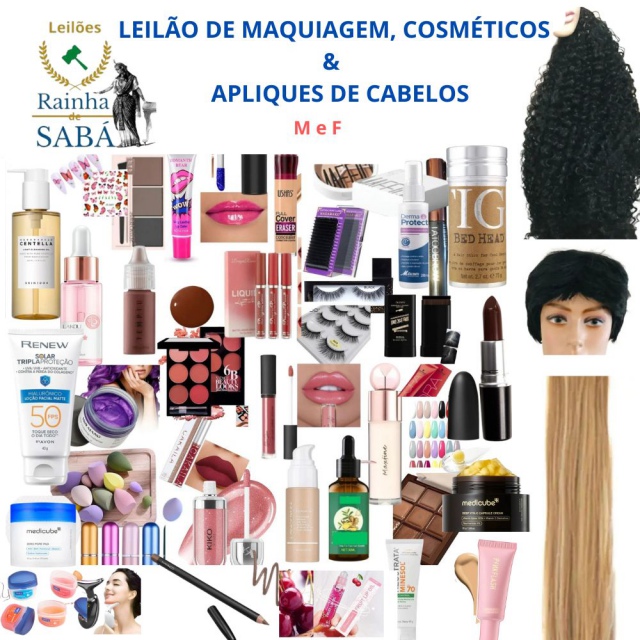LEILÃO DE MAQUIAGEM, COSMÉTICOS & APLIQUES DE CABELOS