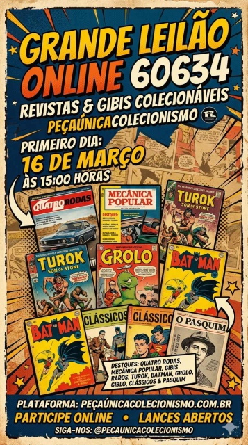 LEILÃO DE GIBIS REVISTAS QUATRO RODAS - GRILO- PASQUIN- CLÁSSICOS- TUROK ...