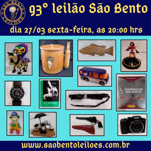 93º LEILÃO SÂO BENTO DE COLECIONISMO, ARTE E ANTIGUIDADES