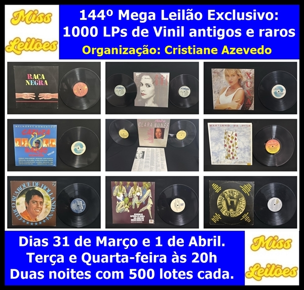 144º Mega Leilão Exclusivo: 1000 LPs de Vinil antigos e raros.